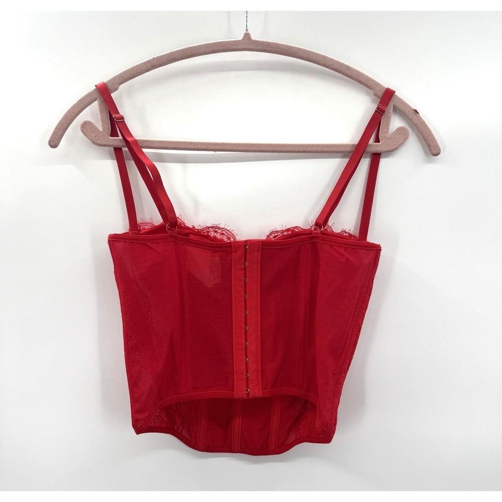 Whimsigoth Red Lace Bustier Corset Top Small Costume Sexy Romantic Burlesque - Picture 2 of 9